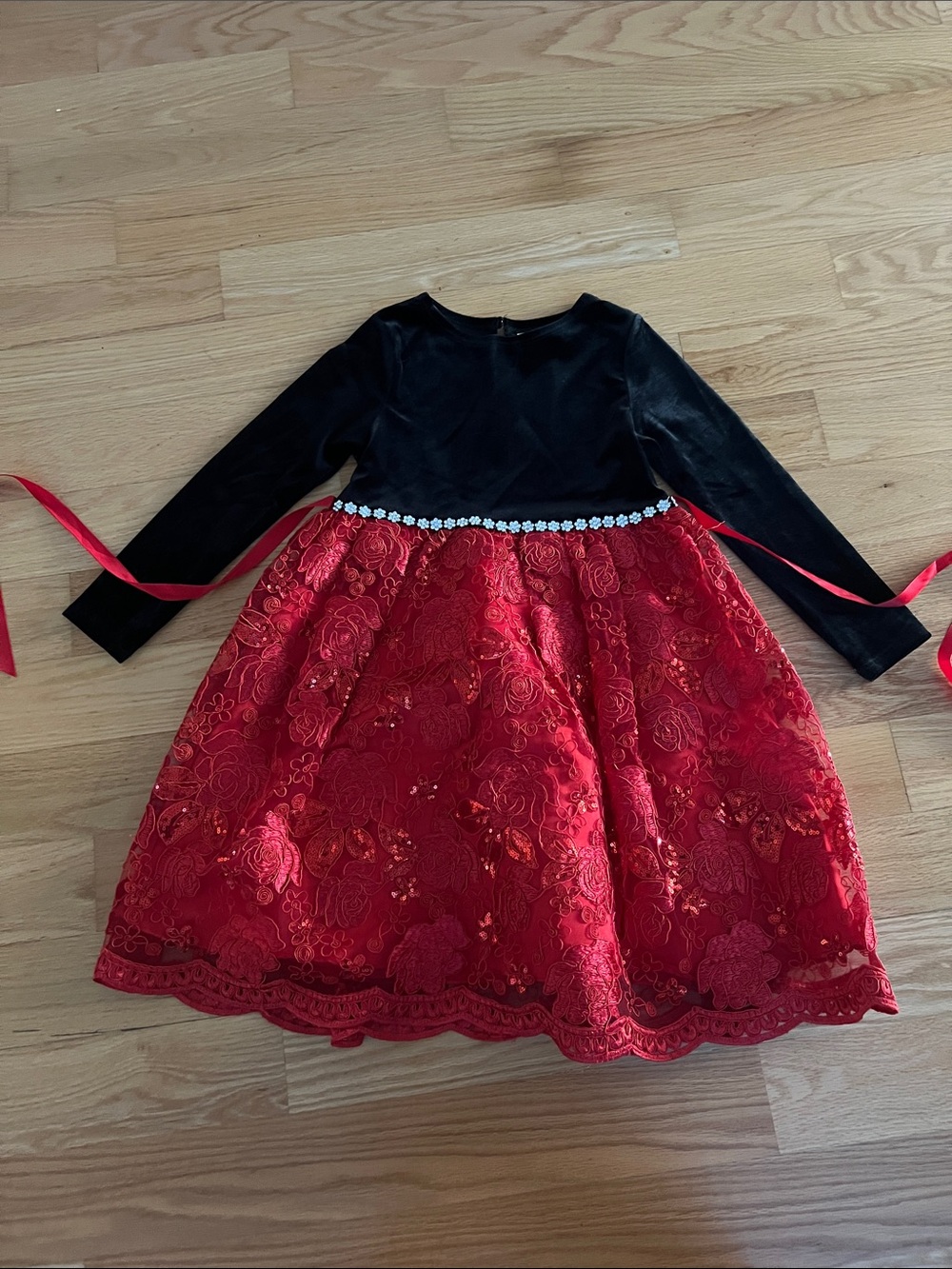 Black & Red Lace Holiday Dress for Kids